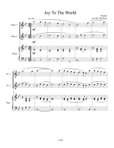 Joy to the World (flute duet) with optional piano accompaniment (arr. B C Dockery)