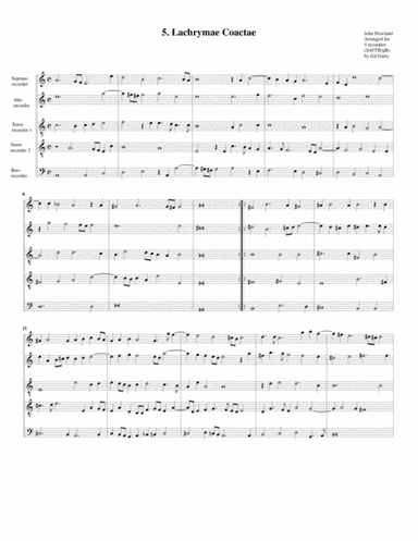 Lachrimae coactae (5, 1604) (arrangement for 5 recorders) (arr. Gil Garty)