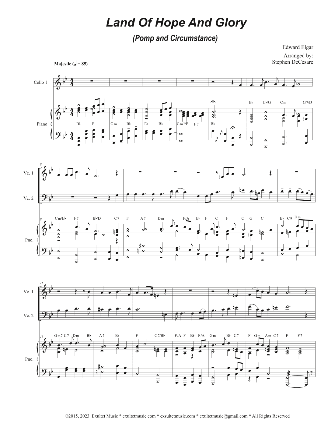 Land Of Hope And Glory (Pomp and Circumstance) (Cello Duet) (arr. Stephen DeCesare)