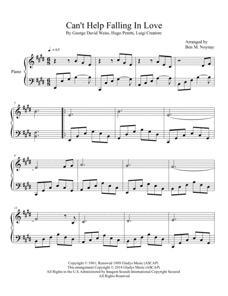Can't Help Falling In Love (arr. Ben M. Noynay)