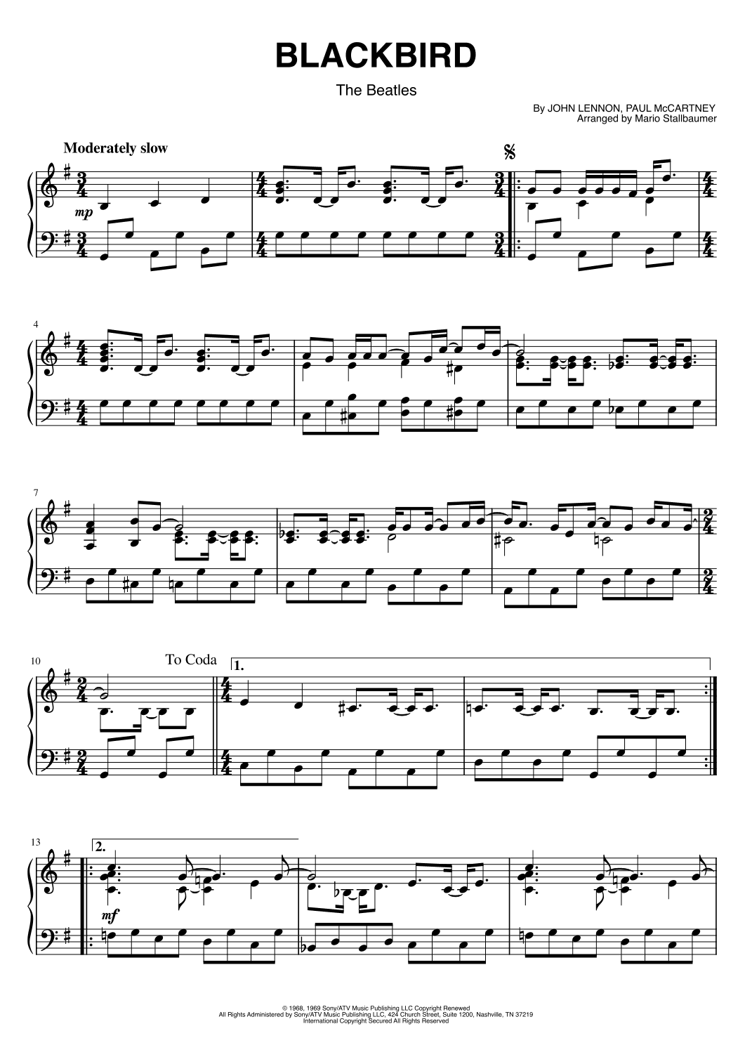 Blackbird (arr. Mario Stallbaumer)