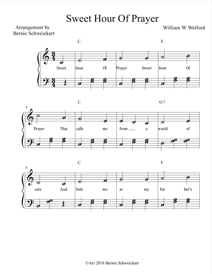 Sweet Hour Of Prayer (BIG NOTE VERSION) (arr. Bernie Schweickart)