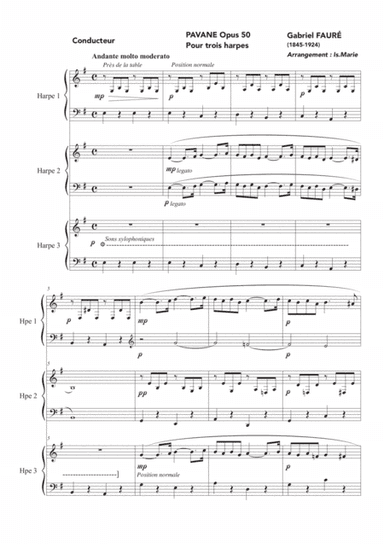 PAVANE de Gabriel Fauré pour 3 harpes (arr. Isabelle Marie)