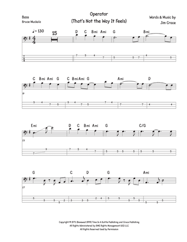 Operator (that's Not The Way It Feels) (arr. Bruce Muckala)