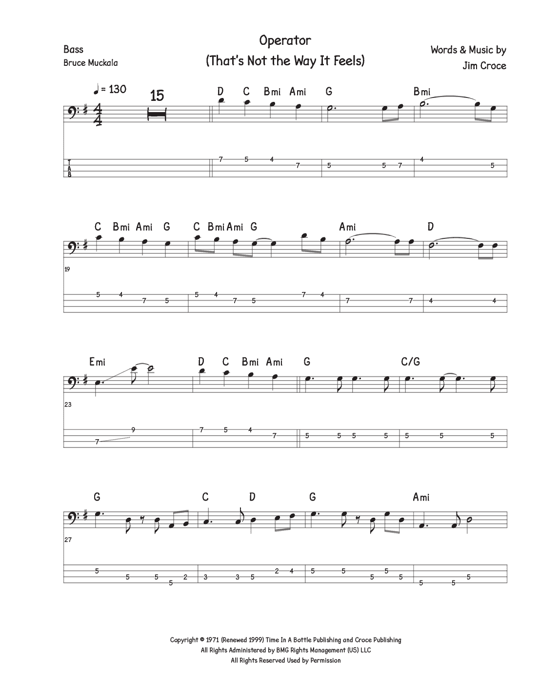 Operator (that's Not The Way It Feels) (arr. Bruce Muckala)