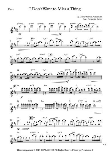 I Don't Want To Miss A Thing (arr. Fernando Britto)
