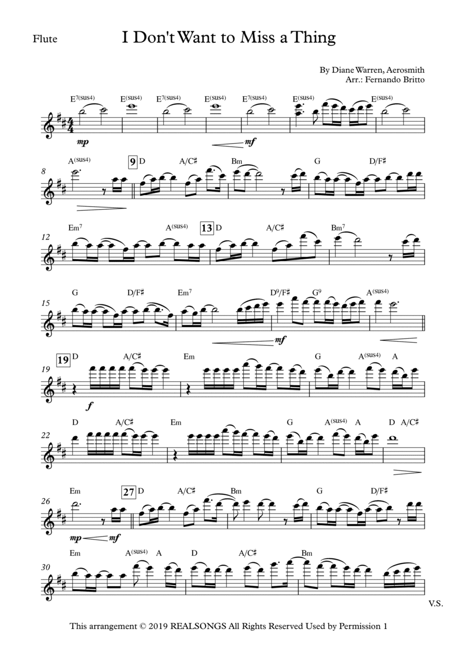I Don't Want To Miss A Thing (arr. Fernando Britto)