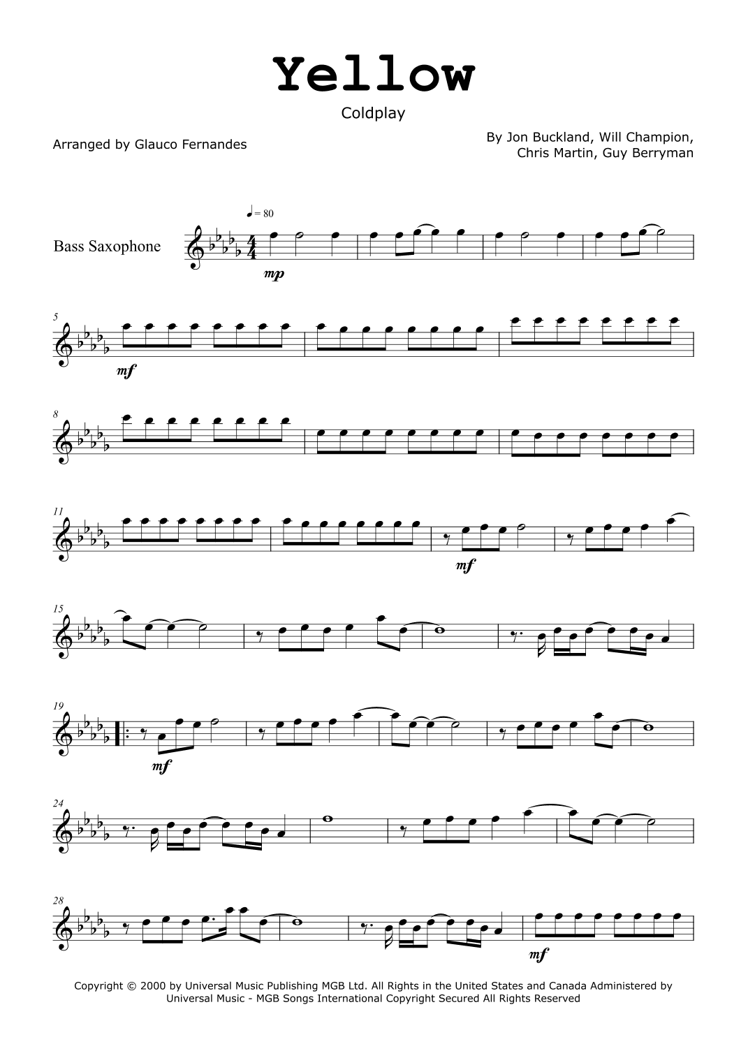 Yellow (arr. Glauco Fernandes)