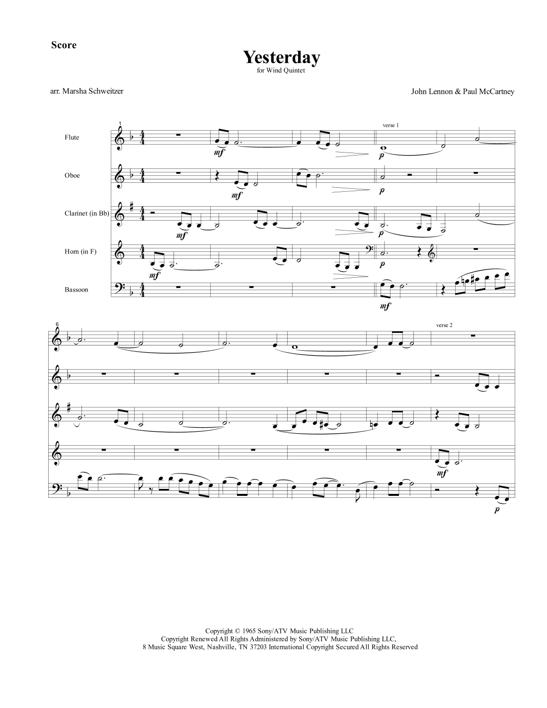 Yesterday (arr. Marsha Schweitzer)