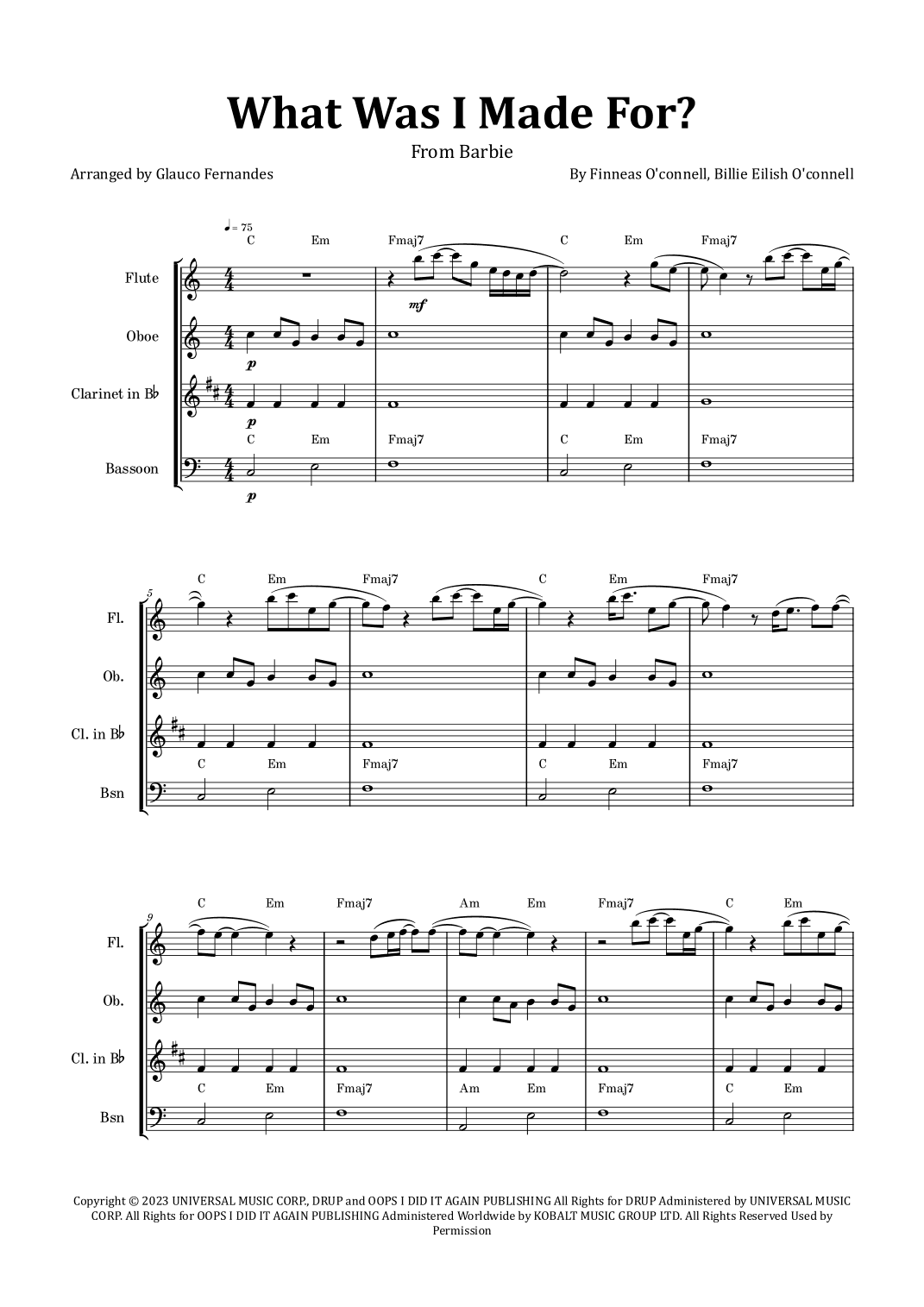 What Was I Made For? (arr. Glauco Fernandes)