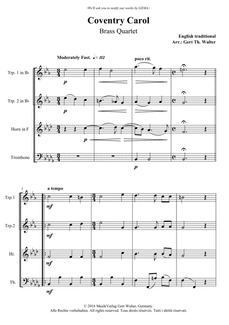 Coventry Carol (arr. Gert Th. Walter)