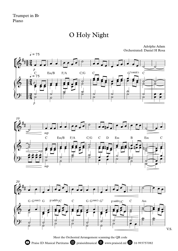 O Holy NIght - Christmas Carol - Bb Trumpet and Piano (arr. Daniel H Rosa)