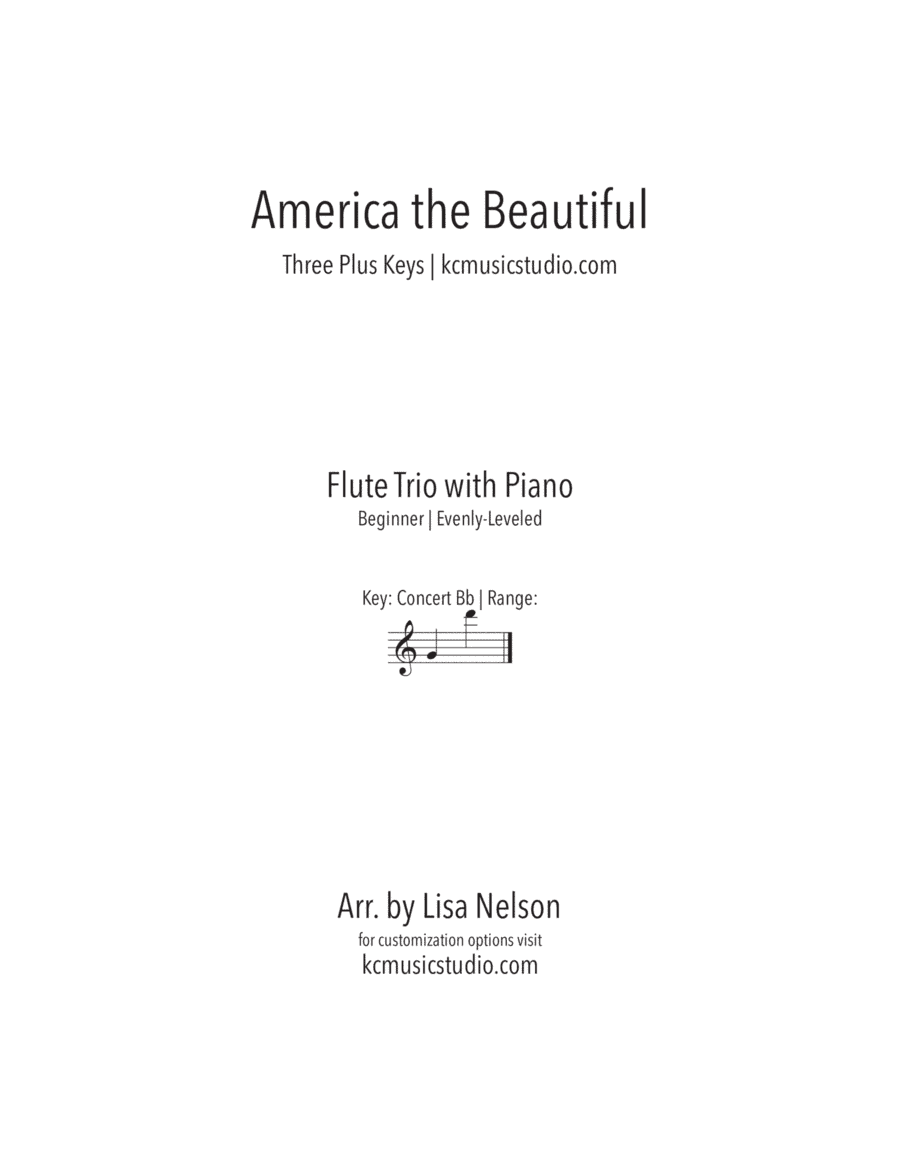 America the Beautiful Flute Trio with Piano Accompaniment - Beginning (arr. Lisa Nelson)
