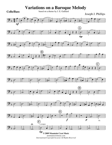 Variations on a Baroque Melody-Cello/Bass part