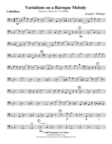 Variations on a Baroque Melody-Cello/Bass part