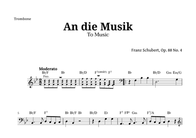 An die Musik (To Music) by for Trombone (arr. Langanho)
