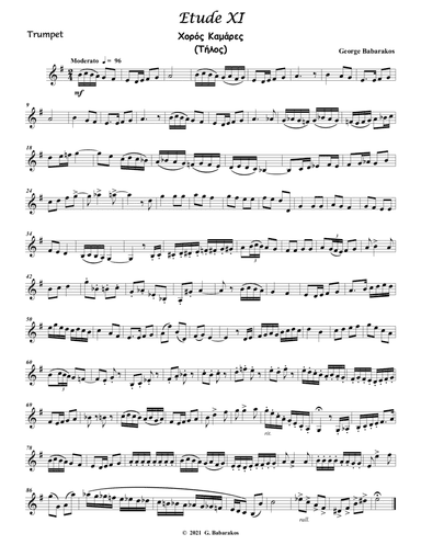 Etude No.ΧΙ  for Trumpet ( Based on Greek Traditional Dance )
