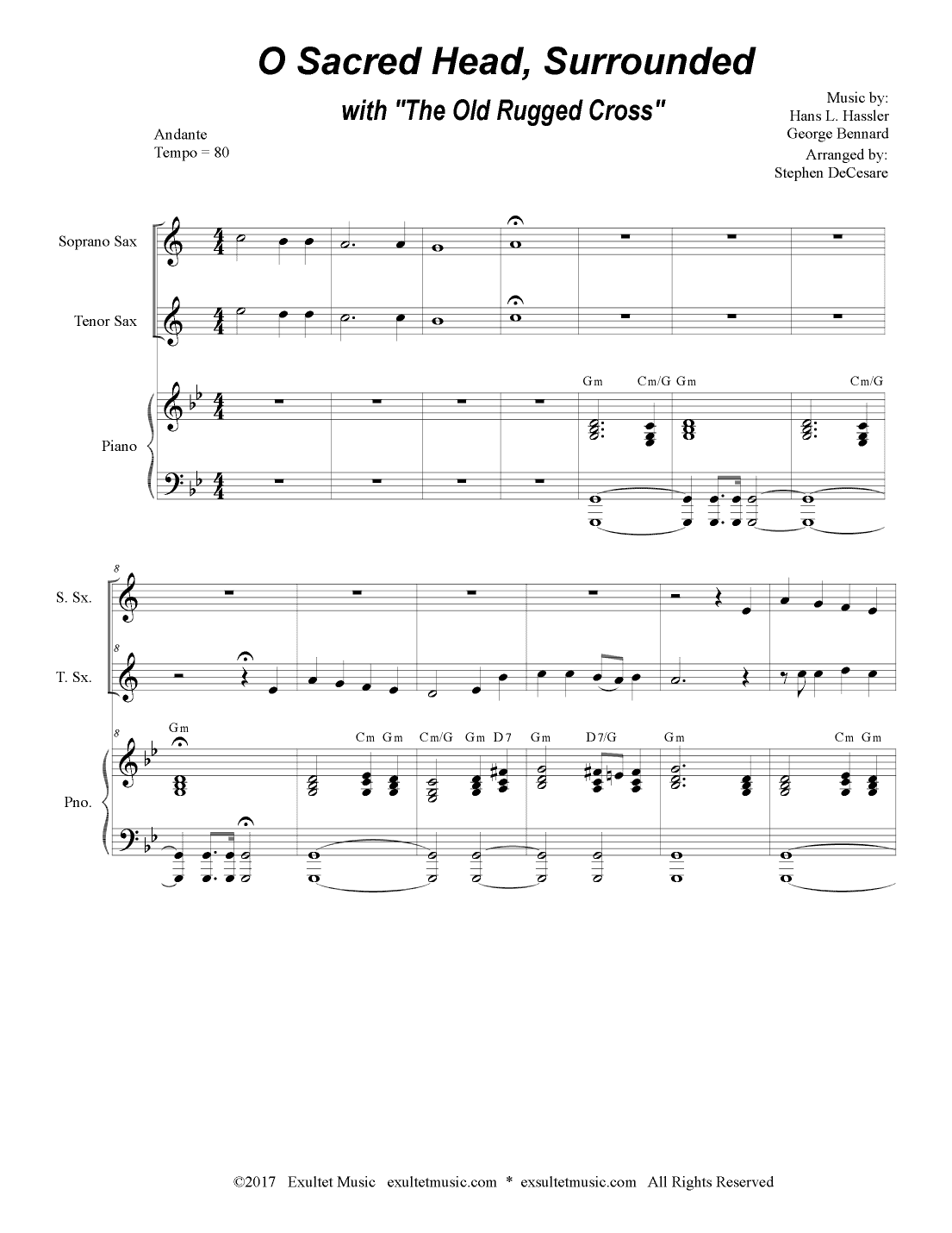 O Sacred Head, Surrounded (with "The Old Rugged Cross") (Duet for Soprano and Tenor Saxophone) (arr. Stephen DeCesare)