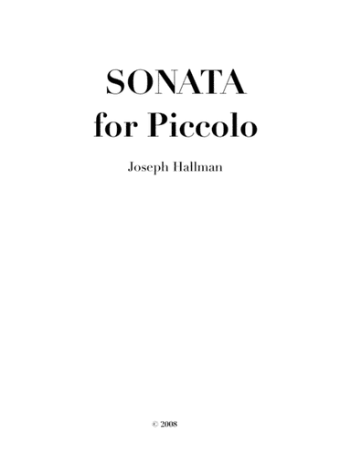 Sonata for Piccolo (with piano) Score