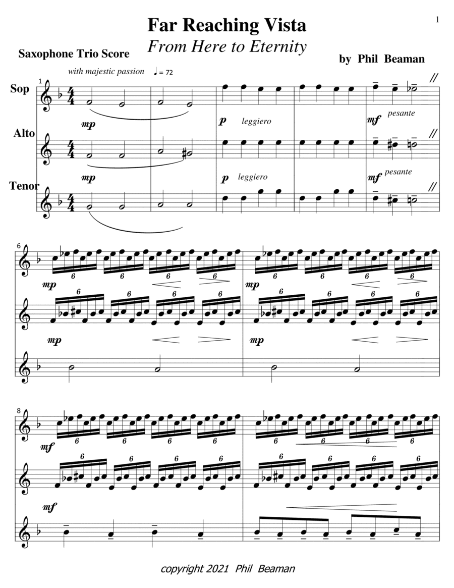 Far Reaching Vista (From Here to Eternity) - Saxophone Trio