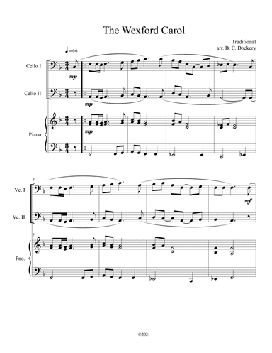 The Wexford Carol (Cello Duet with Piano Accompaniment) (arr. B. C. Dockery)