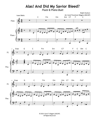 Alas! And Did My Savior Bleed? (Flute & Piano) (arr. Carol Troutman Wiggins)