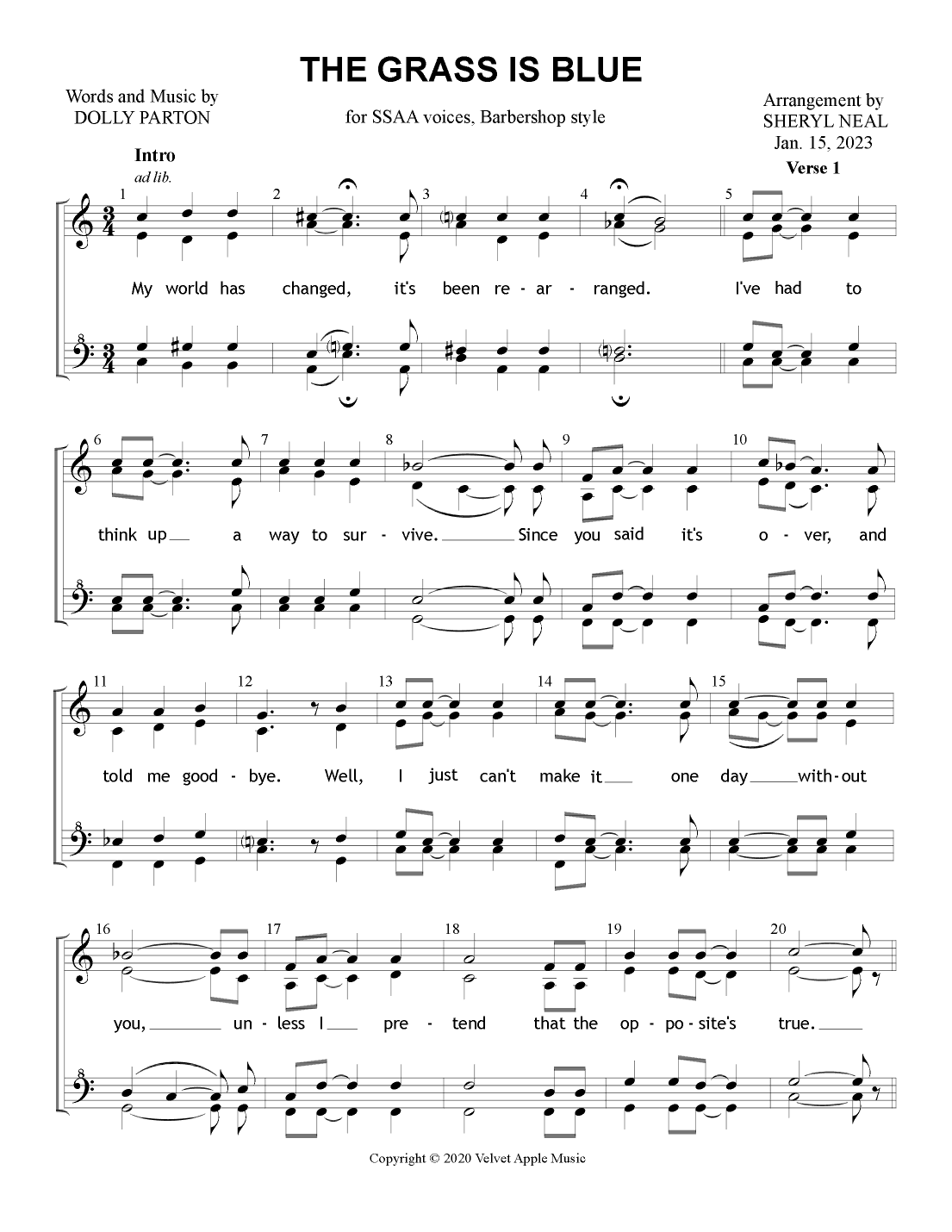 The Grass Is Blue (arr. Sheryl Neal)