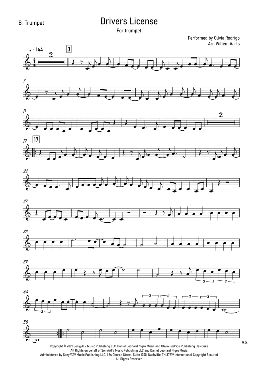 Drivers License (arr. Willem Aarts)