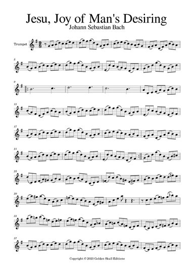 Jesu, Joy of Man's Desiring (arr. Golden Skull Editions)