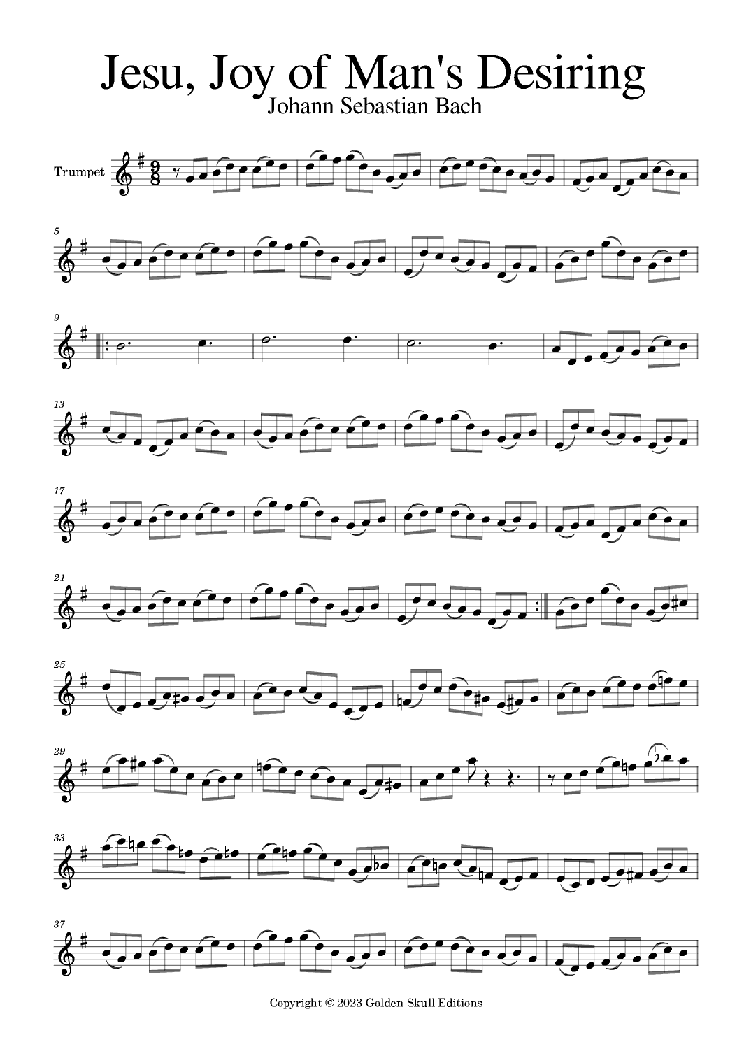 Jesu, Joy of Man's Desiring (arr. Golden Skull Editions)