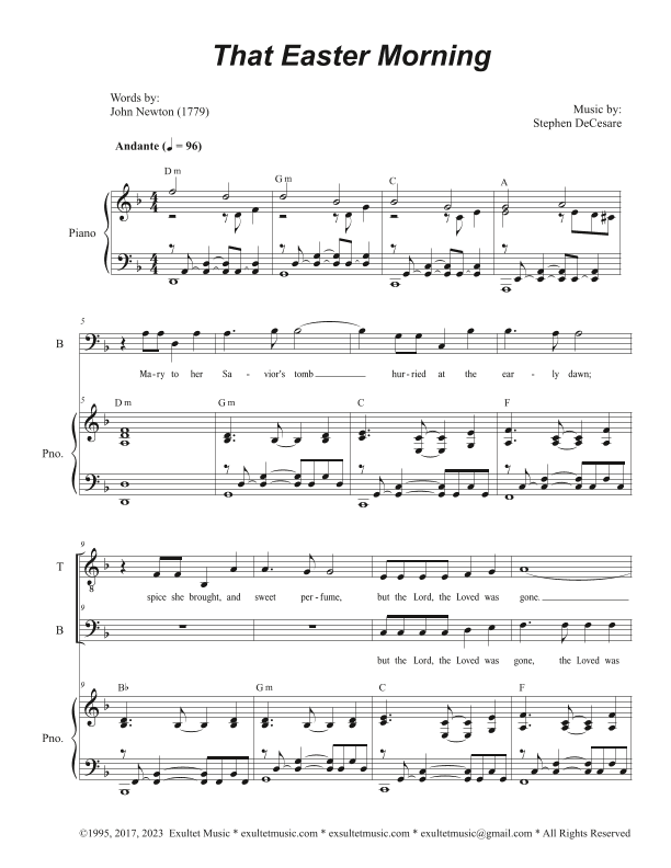 That Easter Morning (Duet for Tenor and Bass solo)