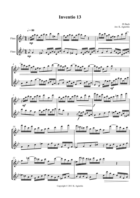 Inventio - Duet for 2 Flutes (arr. K. Agioritis)