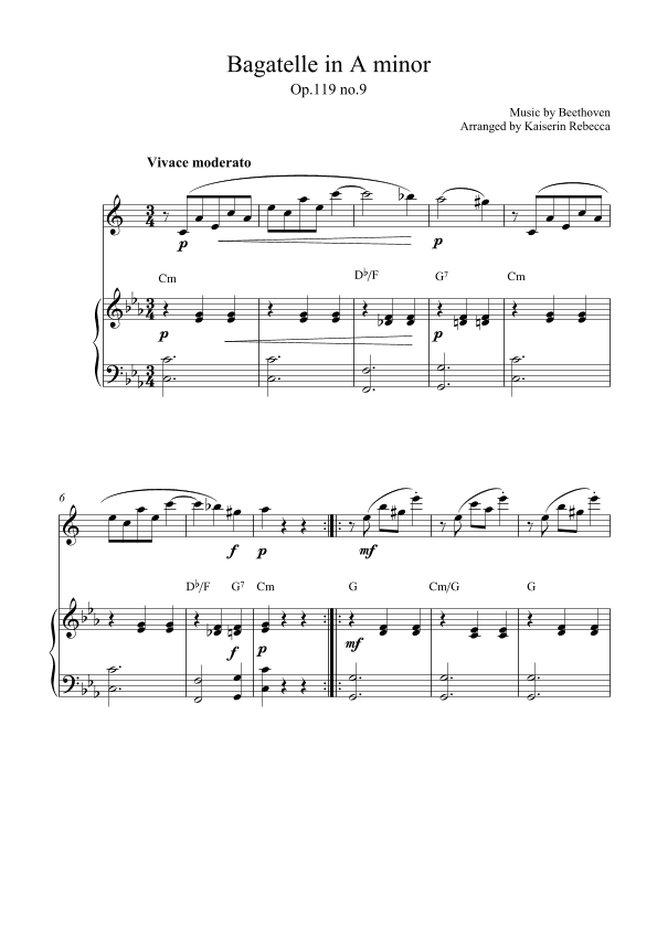 Bagatelle in A minor (op.119 no.9) (arr. Kaiserin Rebecca)