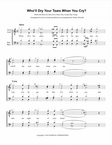 Who'll Dry Your Tears When You Cry (arr. Steven Armstrong)