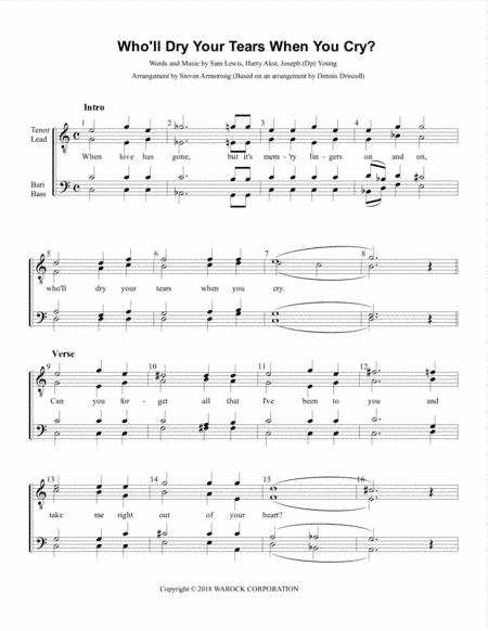Who'll Dry Your Tears When You Cry (arr. Steven Armstrong)