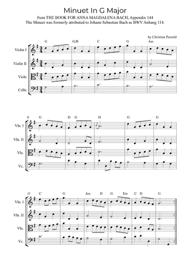Minuet In G Major (with chords) (arr. Alex Nunes Rodrigues)