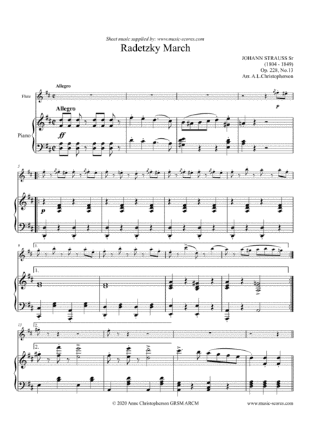 Radetsky March - Flute and Piano (arr. Anne L Christopherson GRSM ARCM)