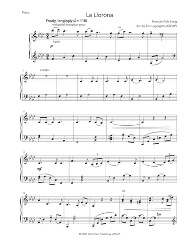 La Llorona (for Solo Piano) (arr. Eric Lagergren)