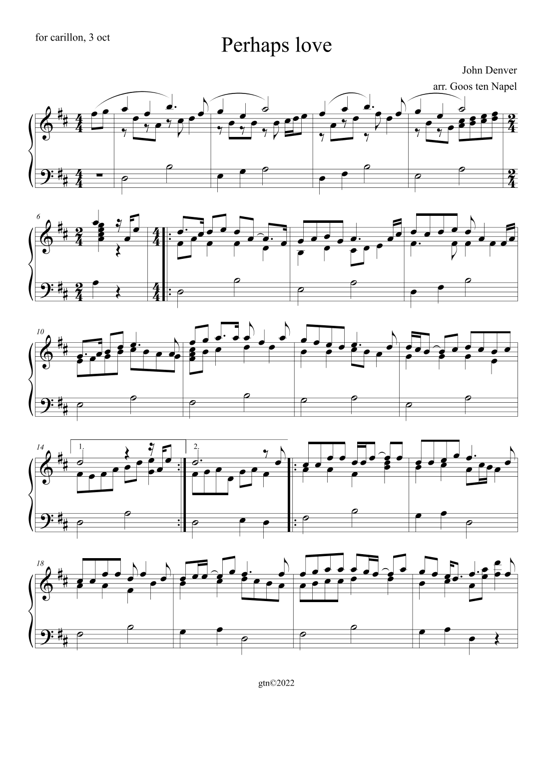 Perhaps Love (arr. Goos ten Napel)