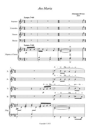 Ave Maria for SATB choir and organ