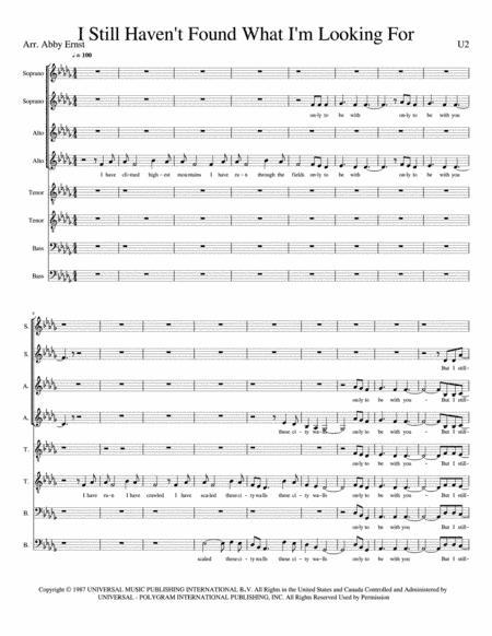 I Still Haven't Found What I'm Looking For (arr. Abby Ernst)