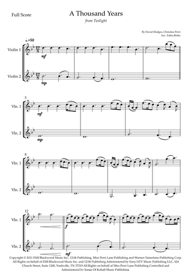 A Thousand Years (arr. Fabio Britto)