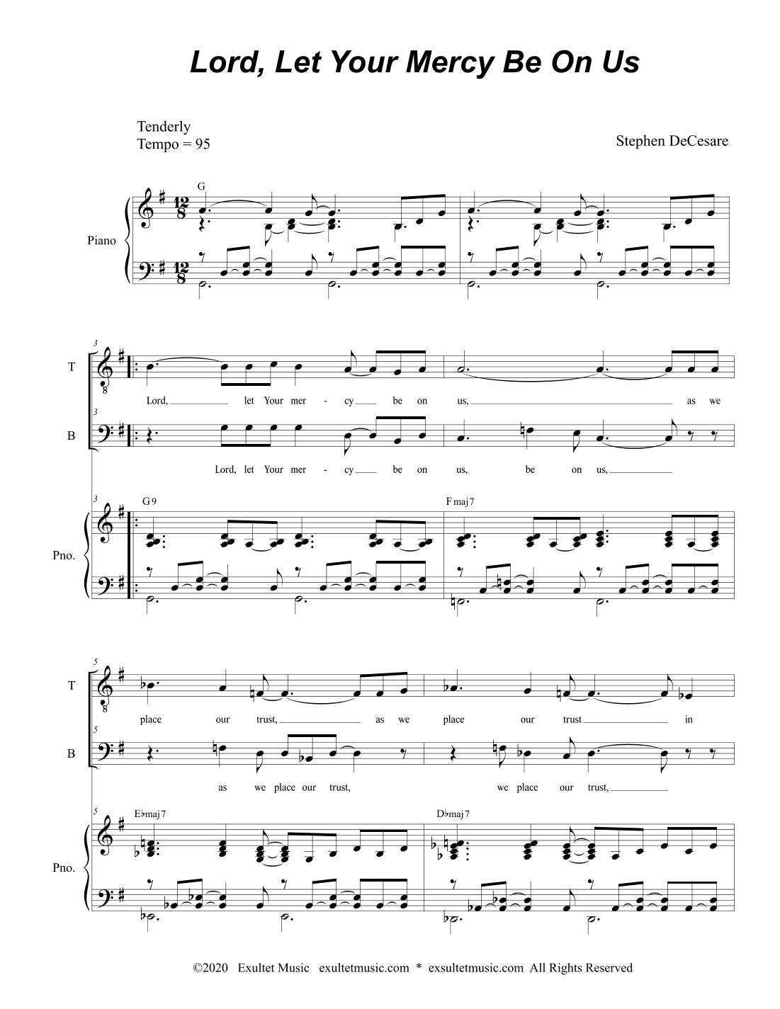 Lord, Let Your Mercy Be On Us (Psalm 33) (Duet for Tenor and Bass solo)