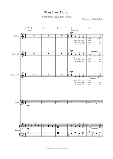 They Saw a Star - Epiphany/Christmas - Vocal trio (optional flute, cello or violin parts) and piano