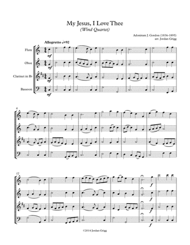 My Jesus, I Love Thee (Wind Quartet) (arr. Jordan Grigg)
