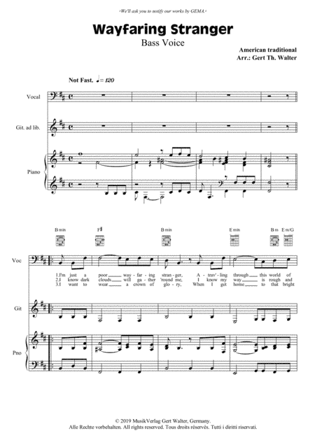Wayfaring Stranger (arr. Gert Th. Walter)