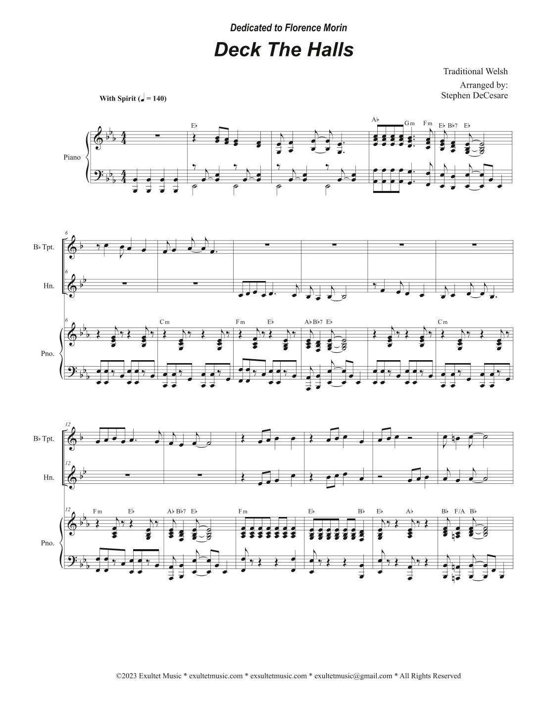 Deck The Halls (Duet for Bb-Trumpet and French Horn) (arr. Stephen DeCesare)