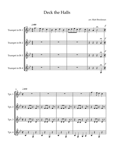Deck the Halls (for 4 trumpets) (arr. Matthew Brockman)