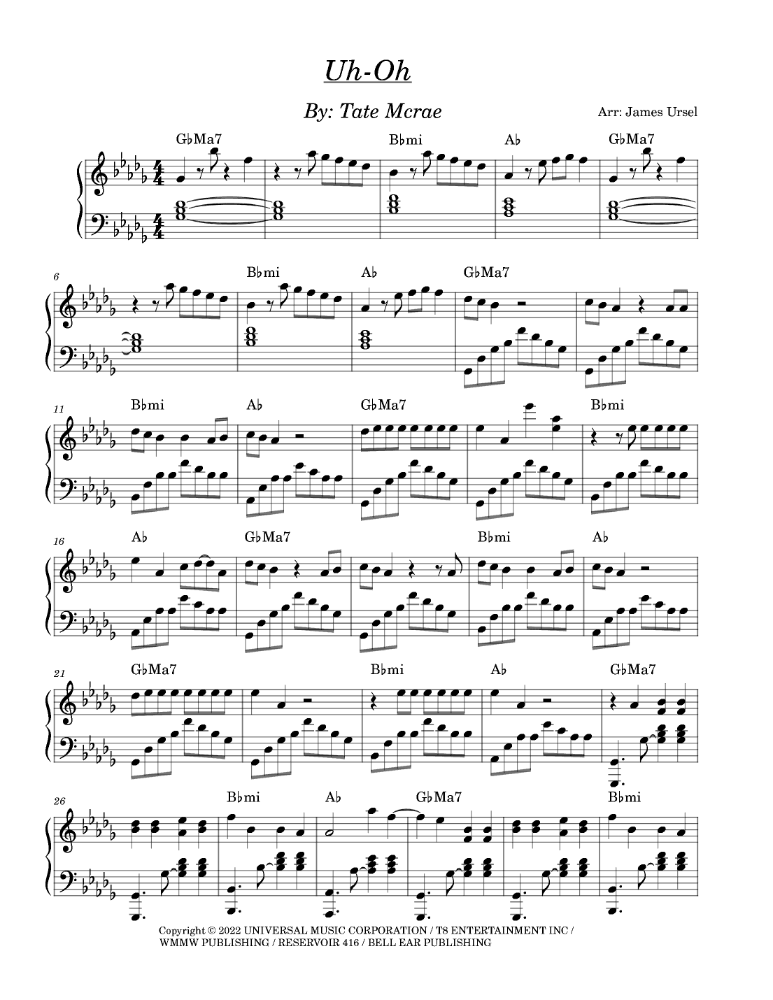Uh Oh (arr. James Ursel)