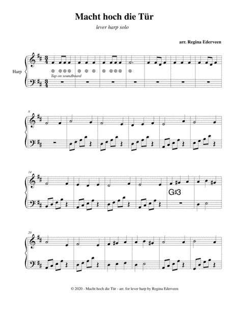 Macht hoch die Tür - lever harp solo
